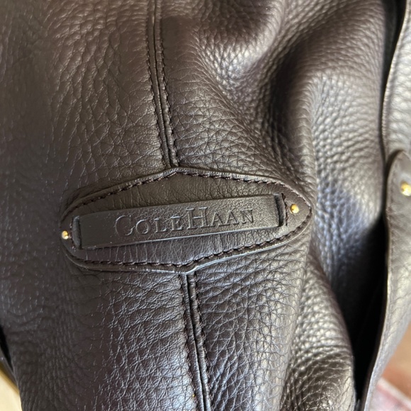 Cole Haan Dark Chocolate Brown Leather Top Handle Zip Closure - beautiful/roomy - Picture 15 of 16